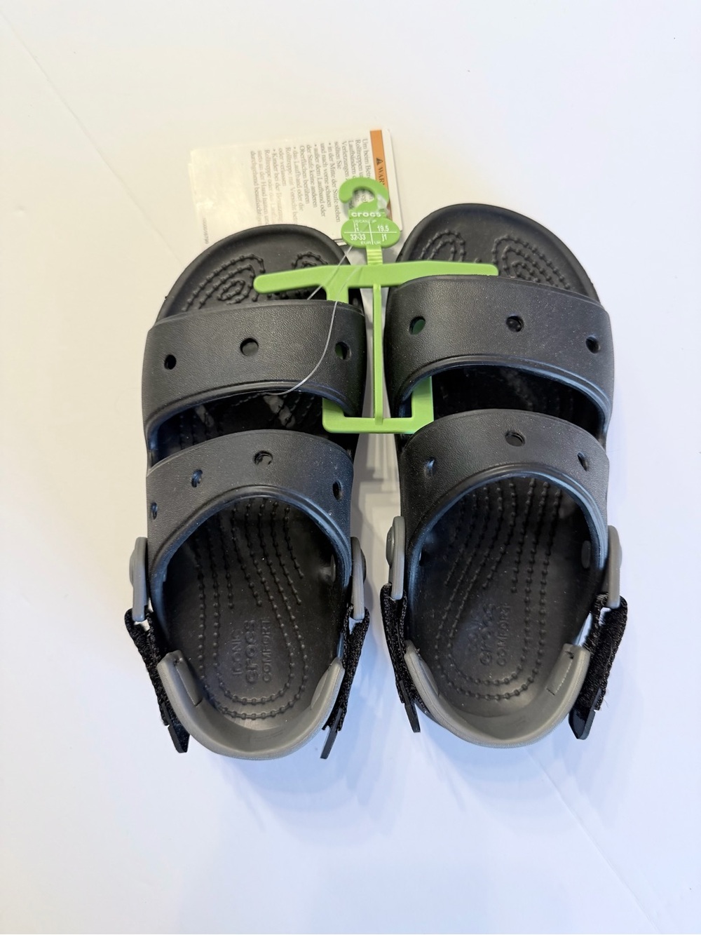 CROCS Kids Classic All-Terrain Black Sandals, Grey Staps
